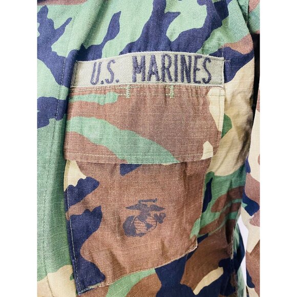Vintage US Marines Woodland Camouflage Hot Weather Combat Coat, Camo Jacket, L - Picture 5 of 10